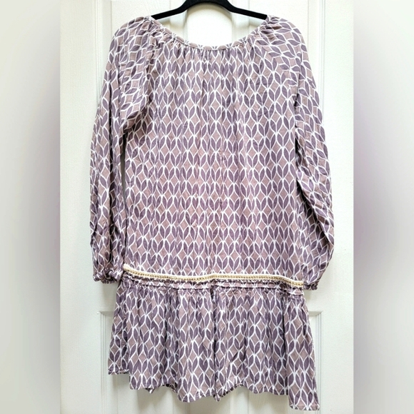 Skemo Elegant Purple Beaded Patterned V-Neck Short Dress Size Medium - Picture 2 of 3